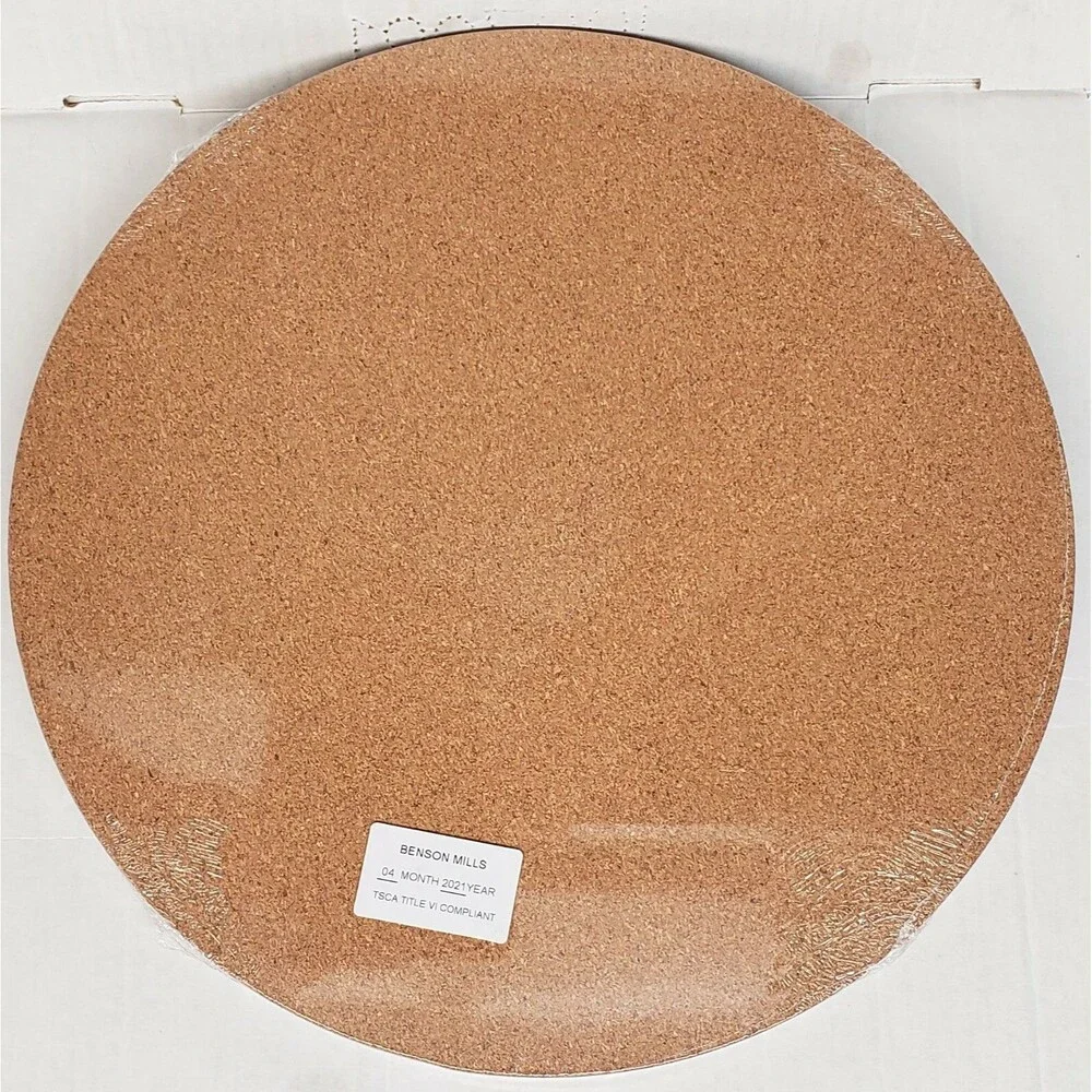 SET OF 4 HARD ROUND PLACEMATS W/CORK BACK(14